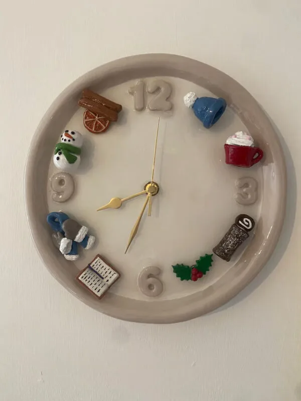 Handmade Ceramic Clock with Interchangeable Charms