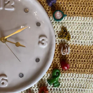 Handmade Ceramic Clock with Interchangeable Charms