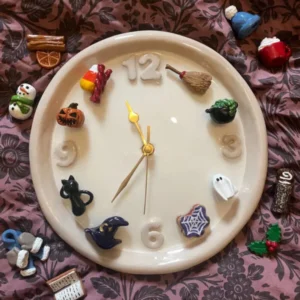 Handmade Ceramic Clock with Interchangeable Charms