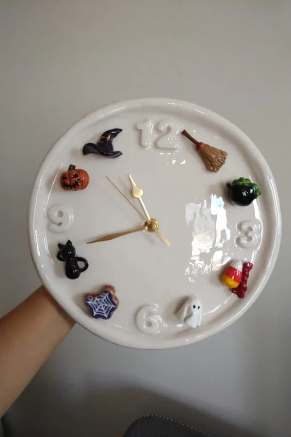 Handmade Ceramic Clock with Interchangeable Charms